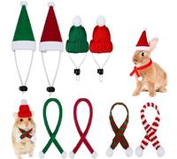 Lot de 8 costumes de Noël pour petit animal - Chapeau, écharpe, cochon d'Inde, bonnet de Père Noël pour lapin, hamster, furet, chinchilla, hérisson et petits animaux de compagnie (8 pièces)