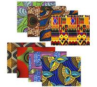 Lot de 8 coupons de tissu africain imprimé Ankara africain, 50 x 40 cm, coton et polyester, pour patchwork, couture, vêtements, travaux manuels