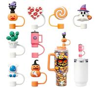 Lot de 8 couvercles de paille pour Stanley Cup, 10 mm, réutilisables, en silicone anti-poussière (8 pièces classiques C)