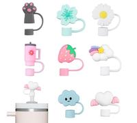 Lot de 8 Couvercles de Paille Pour Tasse Stanley, Designs Uniques Anti-Dust, Compatibles avec Pailles de 9-10 mm, Idéaux pour Boissons et Cadeaux