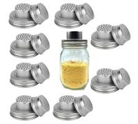 Lot de 8 couvercles de pots à épices en acier inoxydable avec joint en silicone et bords antidérapants, conçus pour les couvercles de shaker et les couvercles de filtre à poivre