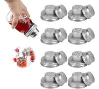 Lot de 8 couvercles universels en acier inoxydable pour bocaux Mason Shaker pour sucre, sel, poivre, cuisine de cuisine, mixeur à cocktail