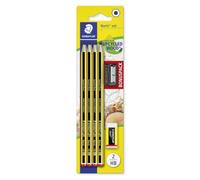 Lot de 8 crayons STAEDTLER Noris 120 HB - 8 pièces, gomme et taille-crayon | Format hexagonal classique en copeaux de bois recyclés - Réf. 120 SBK8P1
