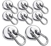 Lot de 8 crochet magnétiques, 45,4 kg, robustes en néodyme avec mousqueton pivotant, aimant pour réfrigérateur, cuisine, casier, barbecue - Diamètre 32