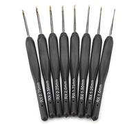 Lot de 8 crochets en aluminium avec poignée souple Noir 1 mm 1,25 mm 1,5 mm 1,75 mm 2 mm 2,25 mm 2,5 mm 2,75 mm 8 pièces