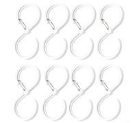 Lot de 8 crochets en S pour une utilisation en intérieur sans perçage nécessaire, crochets en plastique transparent pour organiser les espaces de la maison (grand blanc)