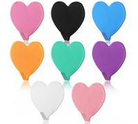 Lot de 8 crochets muraux amovibles en forme de cœur, petits crochets adhésifs solides en acier inoxydable, sans dommages, pour suspendre une chambre d'enfant, une salle de bain, une serviette, un sac