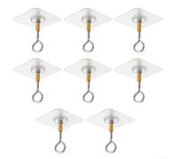 Lot de 8 crochets muraux sans perçage pour petites lanternes de plantes, bijoux et accessoires de décoration - Crochets en PVC avec design peu encombrant - Finition argentée - 6 x 6 x 5,2 cm