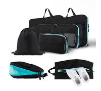 ATACAMA Lot de 8 cubes de compression - organiseurs de voyage compressibles pour valise et sac à dos - sacs de rangement légers noir