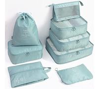Lot de 8 cubes d'emballage pour valises, cubes de voyage, organiseurs de bagages, sac d'accessoires, grand sac de rangement léger et imperméable, équipement de voyage avec articles de toilette, sac à