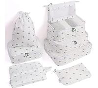 Lot de 8 cubes d'emballage pour valises, cubes de voyage, organiseurs de bagages, sac d'accessoires, grand sac de rangement léger et imperméable, équipement de voyage avec articles de toilette, sac à