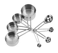 Lot de 8 Cuillères, 8pcs set Stainless Steel Measuring Cups&Spoons Kit Doseuses Mesure Tasses en Inox avec Poignée Antidérapante Ergonomique Outil Cuisine Ustensile pour Les Céréales Epices Sucre Se