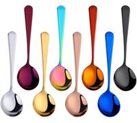 Lot De 8 Cuillères À Bouillon S En Acier Inoxydable-Pour Le Dîner-Couleur Arc-En-Ciel-Couverts De Camping-Passe Au Lave-Vaisselle.