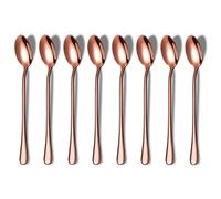 Lot de 8 Cuillères à Café en Cuivre à Long Manche - Acier Inoxydable de Qualité Supérieure pour Thé Glacé et Cocktail (Or Rose)