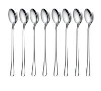 Lot de 8 cuillères à glace et cocktail en acier inoxydable de qualité supérieure (argenté)