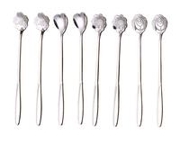Lot de 8 cuillères à latte en acier inoxydable - Pour latte café, expresso, chocolat chaud, boissons chaudes, dessert et glace
