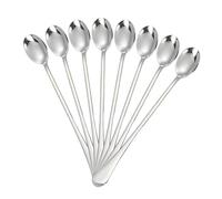 Lot de 8 cuillères à long drink en acier inoxydable de 19 cm - Extra longues pour verres profonds, verres à confiture, et shakers à cocktail, polies brillantes, inoxydables et stables |