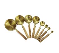 Lot de 8 cuillères à mesurer avec manche en bois, en acier inoxydable, for aliments, café, farine, balance de cuisine, ustensile de cuisine