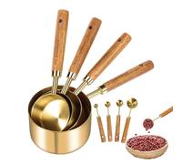 Lot de 8 cuillères à mesurer et tasses dorées empilables