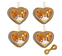 Lot de 8 cœurs décoratifs en pain d'épice « Spatzl » en pain d'épice - Pendentif en forme de cœur de style Oktoberfest en feutre - Décoration bavaroise - Décoration créative pour fête de la bière et