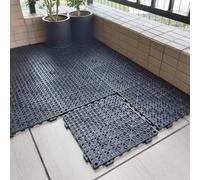 Lot de 8 dalles en caoutchouc emboîtables de 30,5 x 30,5 cm - Revêtement de sol antidérapant pour piscine, patio, terrasse, cuisine et cour - Tapis de douche résistant à l'eau (noir)