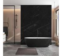 Lot de 8 Dalles Murales Douche SPC/PVC Décor Marbre Noir satiné - 38,9x77,8cm - 2,42M²