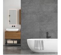 Lot de 8 Dalles Murales pour Douche - DECOON - Etanche - SPC/PVC - 38,9 x 77,8 cm - 2,42 m² - Décor effet Pierre Gris