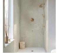 Lot de 8 Dalles Murales pour Douche - DECOON - Etanche - SPC/PVC - 38,9 x 77,8 cm - 2,42 m² - Décor effet Pierre Beige