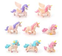 Lot de 8 décoration de gâteau licorne - Figurines de licorne - Décoration pour gâteau d'anniversaire fille - Bureau, bibliothèque, fête d'anniversaire