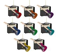 Lot de 8 décorations de Noël en acrylique plat 2D pour guitariste et amateurs de musique