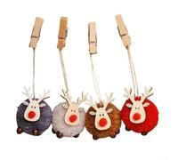 Lot de 8 décorations de Noël en bois faites à la main avec savoir-faire pour décoration d'intérieur de sapin de Noël avec corde de suspension pour un affichage facile