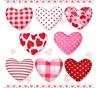 Lot de 8 décorations en Forme de cœur en Tissu rembourré pour la Saint Valentin, décoration de cœur Rouge et Rose pour Plateau à étages