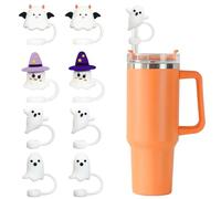 Lot de 8 décorations en paille d'Halloween fantôme - Accessoires de paille Stanley - Pour gobelets de 10 mm - Accessoires parfaits pour Halloween