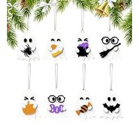 Lot de 8 décorations fantômes pour Halloween - Ornements fantômes - Décoration d'arbre fantôme - Décorations compactes pour le bricolage pour les fêtes à la maison hantée