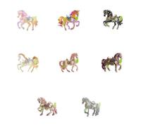 Lot de 8 décorations plates en acrylique sans danger pour les enfants rehaussées par une corde dorée pour des atmosphères étincelantes dans plusieurs décors. Acrylique