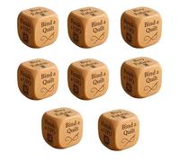 Lot de 8 dés de décision en bois faits à la main avec 6 tâches de couture gravées - Cadeau créatif pour les amateurs de matelassage, pour stimuler l'inspiration et surmonter les blocs de matelassage