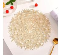 Lot de 8 Dessous de Table Grand 38cm, Set de Table Moderne Motif de Pissenlit PVC Or
