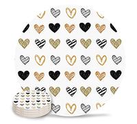 Lot de 8 dessous de verre absorbants pour boissons, dessous de verre ronds en céramique avec dos en liège, 10,2 cm, en forme de cœur romantique, pour la Saint-Valentin