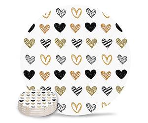 Lot de 8 dessous de verre absorbants pour boissons, dessous de verre ronds en céramique avec dos en liège, 10,2 cm, en forme de cœur romantique, pour la Saint-Valentin