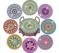 Lot de 8 dessous de verre avec support pour peinture diamant