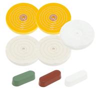 Lot de 8 disques de polissage en coton 150 mm - 3 tailles de particules - Pour le polissage du métal, du bois, du plastique, de la céramique, du verre