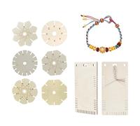 Lot de 8 disques de tressage en bois pour bracelets faits à la main - Outil de fabrication de bijoux - Disques de cordon pour corde tressée et bois
