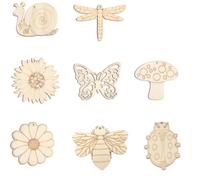 Lot de 8 disques en bois vierges avec corde de jute pour enfants, motif papillon, fleur, insecte