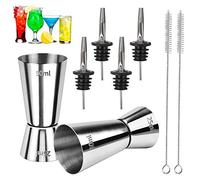 Lot de 8 doseuses pour spiritueux 25 ml 50 ml en acier inoxydable pour boissons alcoolisées et gin avec 4 becs verseurs et 2 pinceaux.