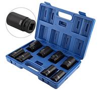 Lot de 8 douilles à choc profondes de 1,9 cm - coffret douille poids lourd - douille choc 3/4 - Pour garage, atelier - avec étui de rangement 24-38 mm