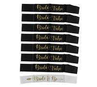 Lot de 8 écharpes pour future mariée, décorations de fête d'enterrement de vie de jeune fille, écharpes uniques pour mariée et demoiselle d'honneur, écharpes pour enterrement de (Noir Blanc)