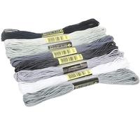 Lot de 8 écheveaux de fil à broder en coton gris de 7,5 m pour bricolage, bracelets d'amitié, couture, loisirs créatifs, loisirs créatifs