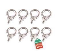 Lot de 8 écrous à œil M6, vis à œil en acier inoxydable, vis à œillet, vis à anneau, vis à anneau pour fixer des ornements suspendus, des pots de fleurs, des supports de balançoire, etc