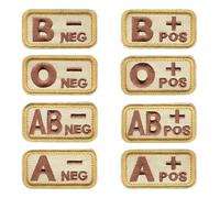 Lot de 8 écussons brodés type AB+ - Pour kit de premiers secours - Compatibles avec - Pour tactique militaire, moral, gilet, sac à dos, vêtements, sac de soins médicaux