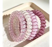 Lot de 8 élastiques à cheveux en spirale en plastique, sans dommages, accessoires pour cheveux pour femme - Pour queue de cheval (violet)